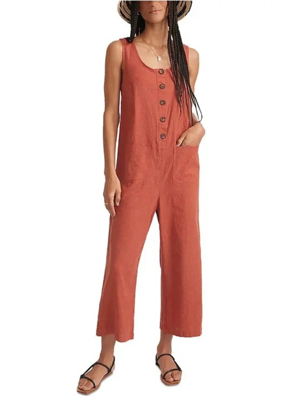 Marine Layer Sydney Sleeveless Button-Front Jumpsuit Size XS